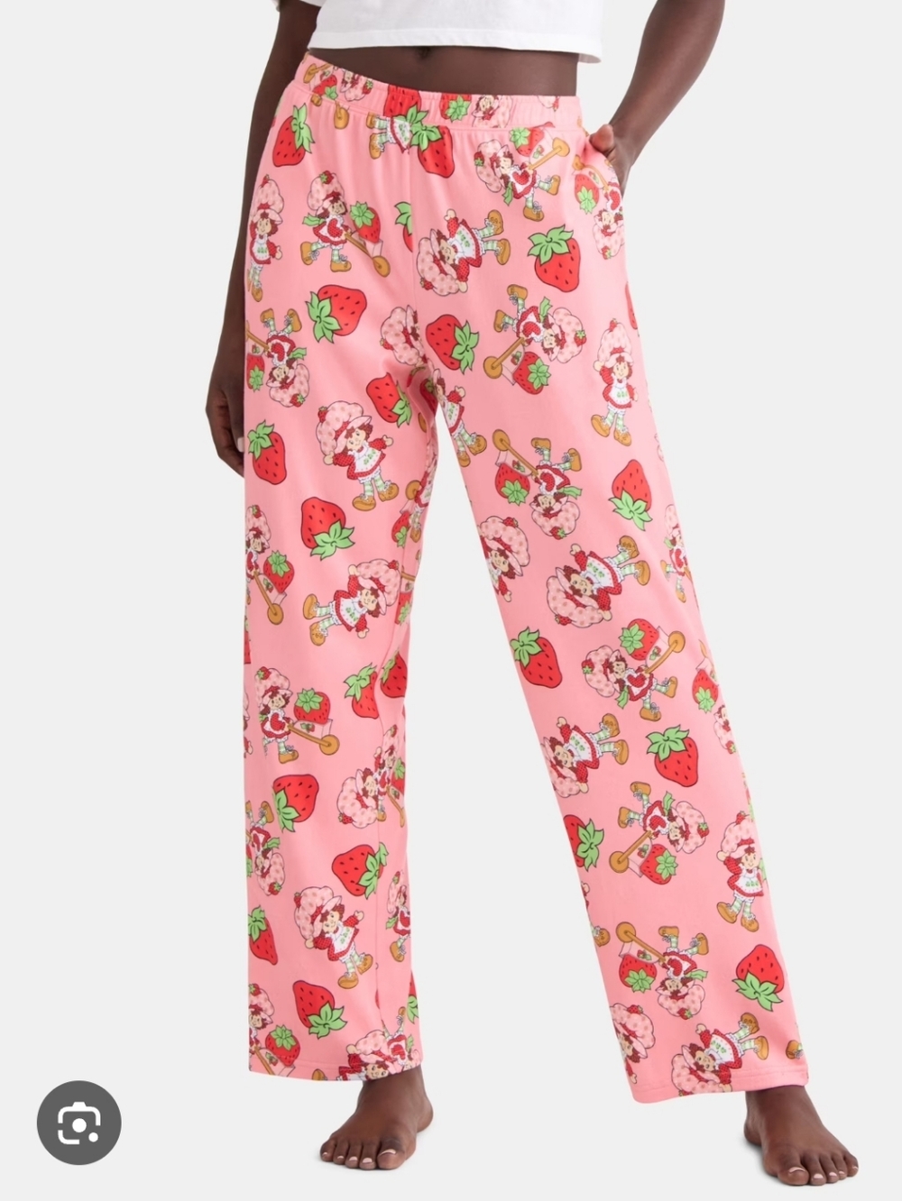 Strawberry Shortcake Pink Women's Pajama Pants With Pockets NEW Large Lounge PJ